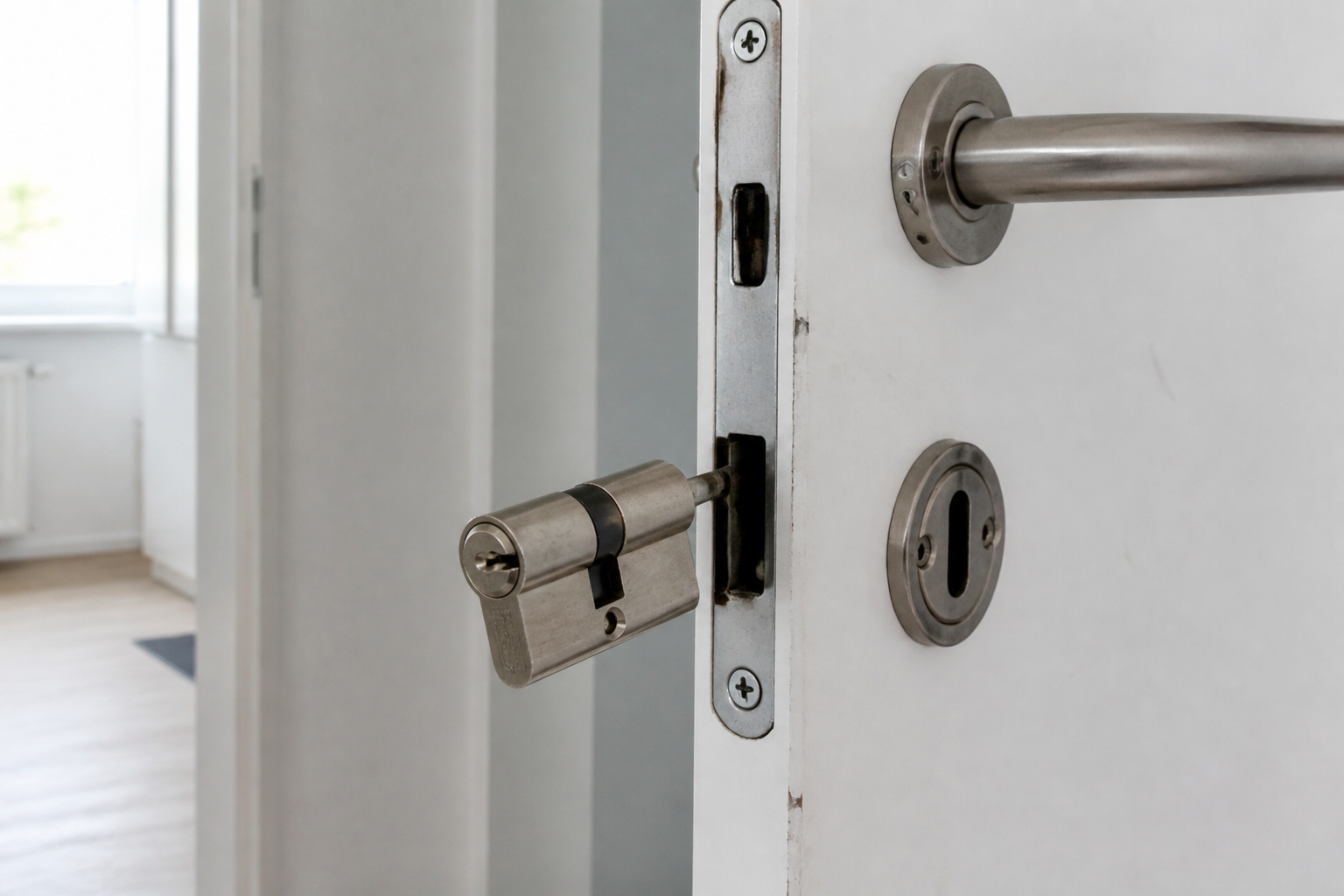 Schließzylinder an einer normalen Wohnungstür